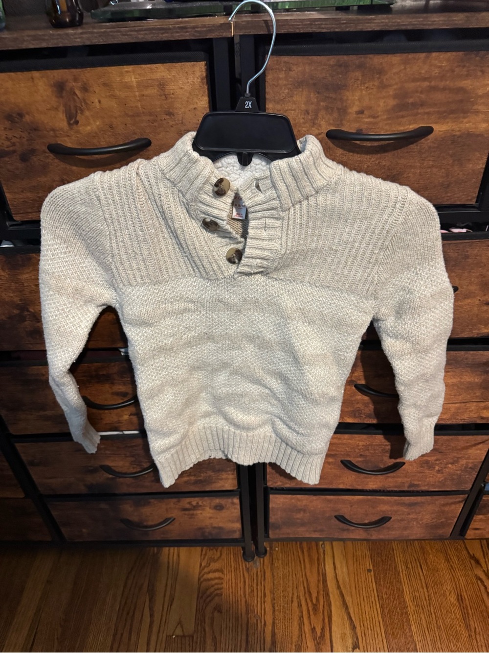 Cat & Jack size 8/10 boys Cozy Cream Button-Detail Sweater